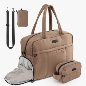 Elegant Tan Travel Bag Set with Accessories
